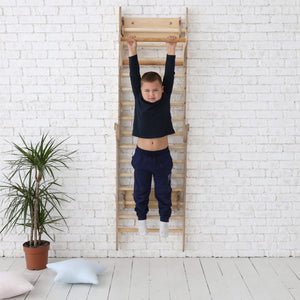 5-in-1 Wooden Swedish Climbing Wall – Montessori Ladder for Kids - KiddoLux