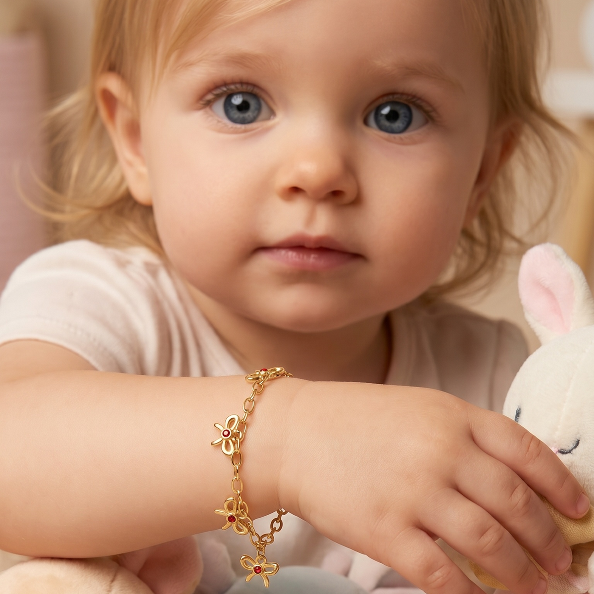 Gold bow hanging bracelet