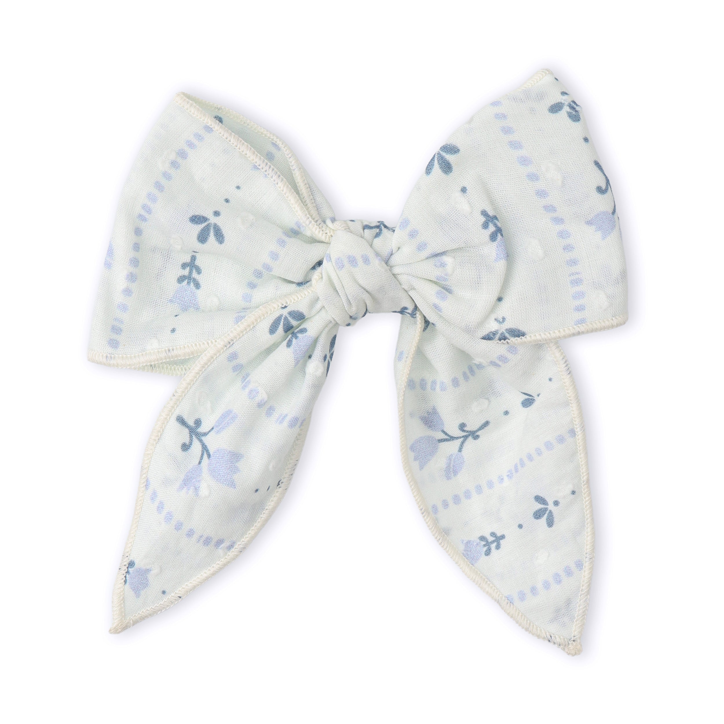 Organic Hair Bow Clip - Blue Vines