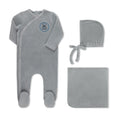 Embroidered Crest Velour Wrap Blue - Full Set