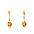 14K Gold Plated ARCTIC MIST Gold Nugget & Cz Stone Dangle Earrings