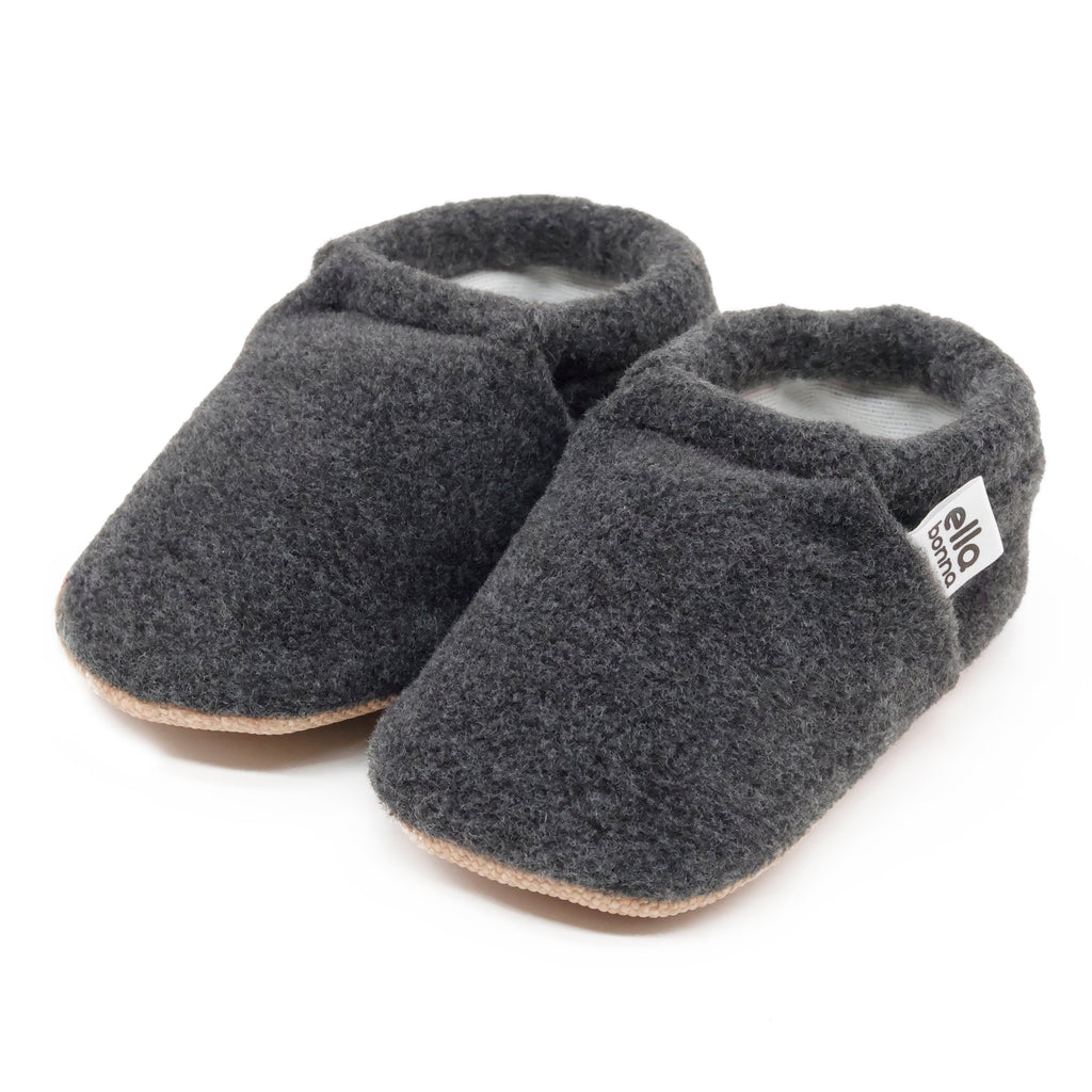 Fleece Soft Sole Baby Moccasins – Anthracite