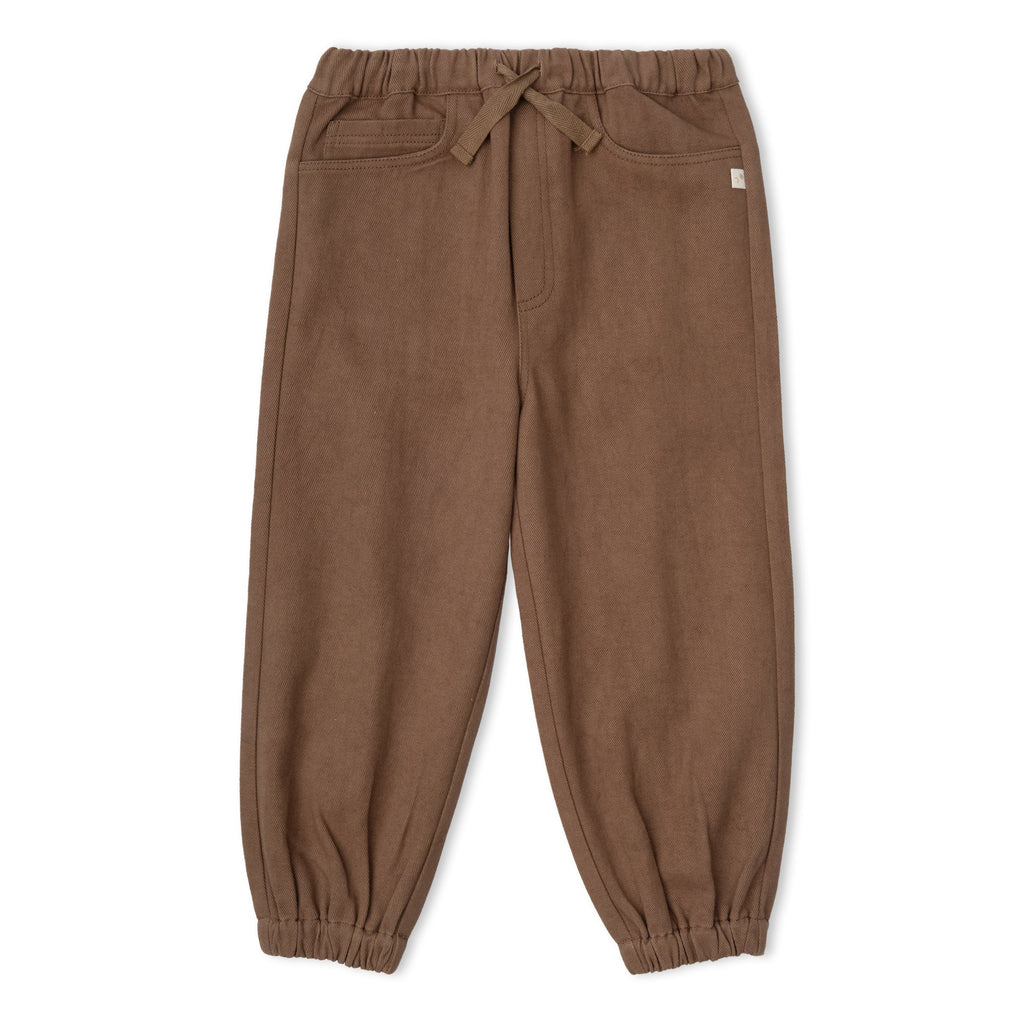 Organic Twill Joggers Pants - Brown