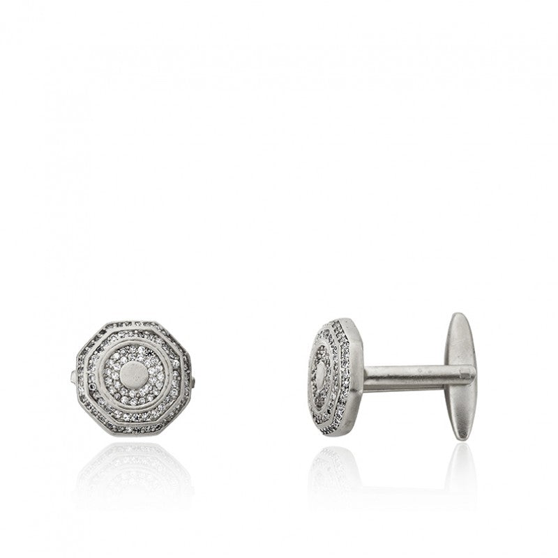 CZ Filled Hexagon Cufflinks