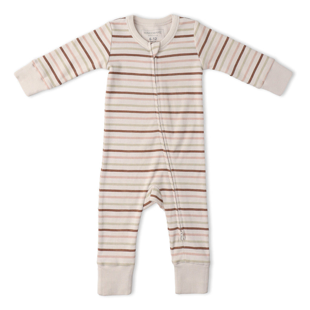 Organic 2-Way Zip Romper - Terra Stripes