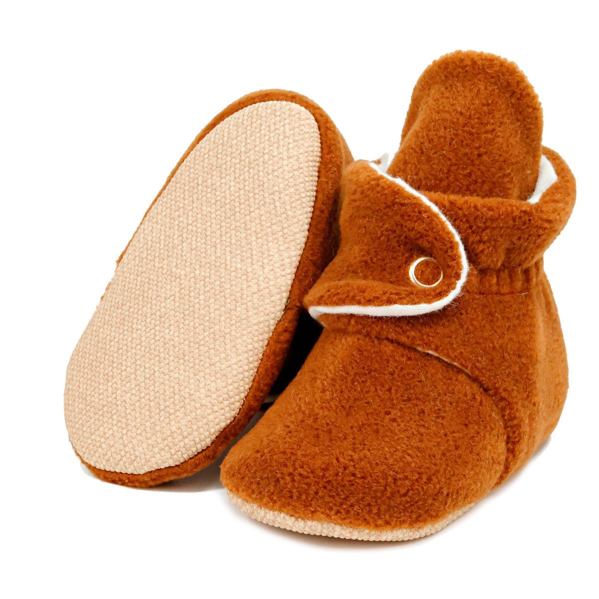 Basic Soft Sole Baby Booties – Tan