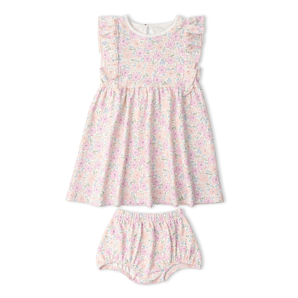 Organic Flutter Dress - Peony