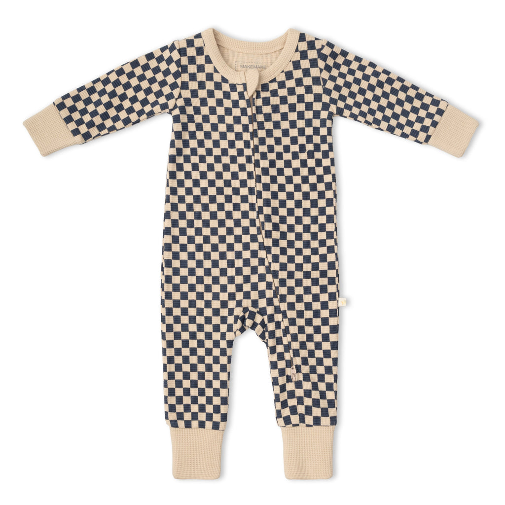 Organic 2-Way Zip Romper - Midnight Check