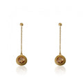 14K Gold Plated ARCTIC MIST Long Chain Circle Earrings