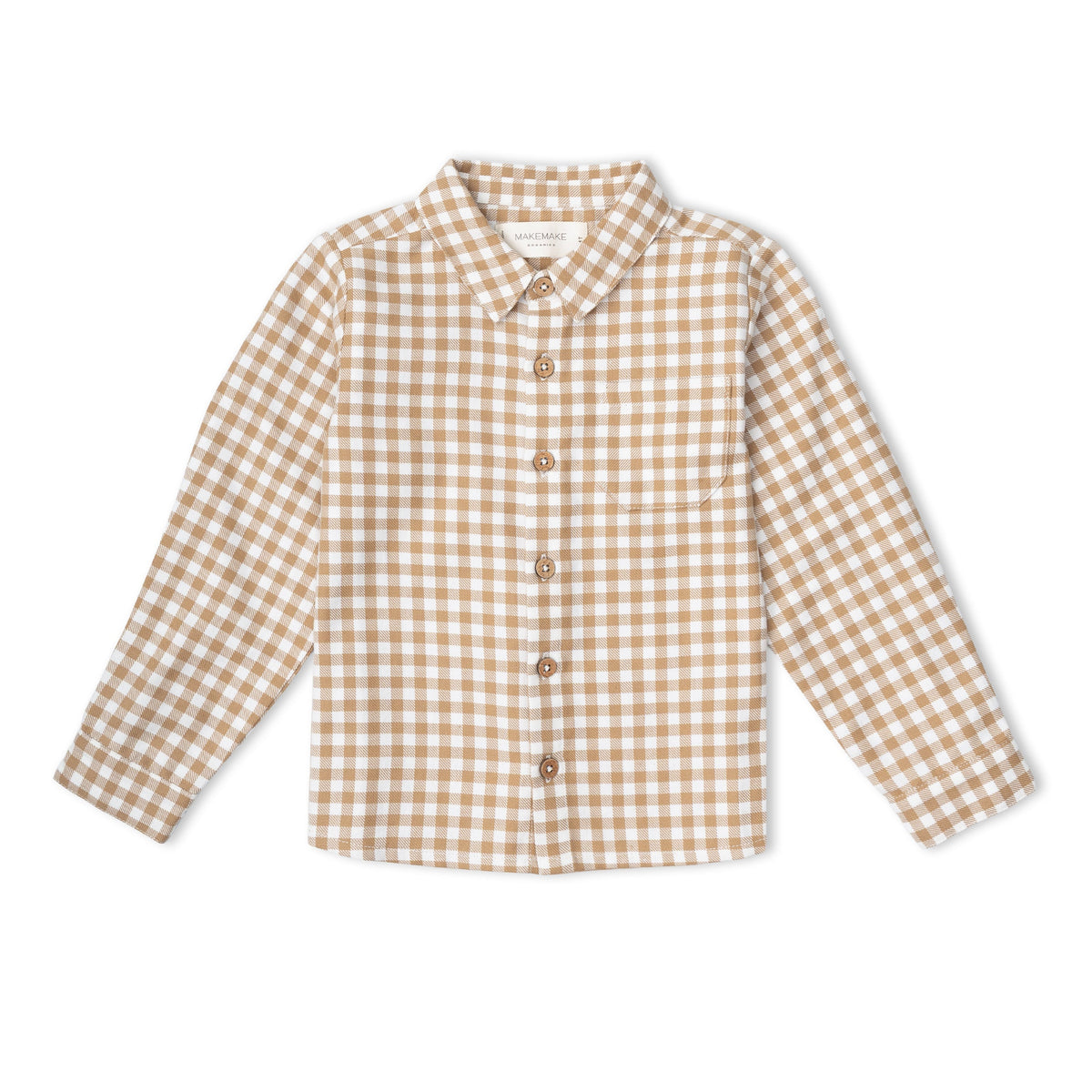 Organic Collared Long Sleeve Shirt - Oat Gingham