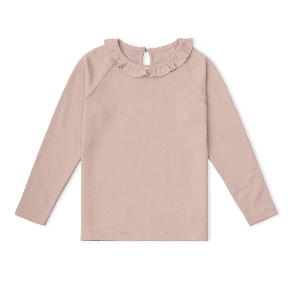 Organic Ruffle Neck Top - Dusty Rose