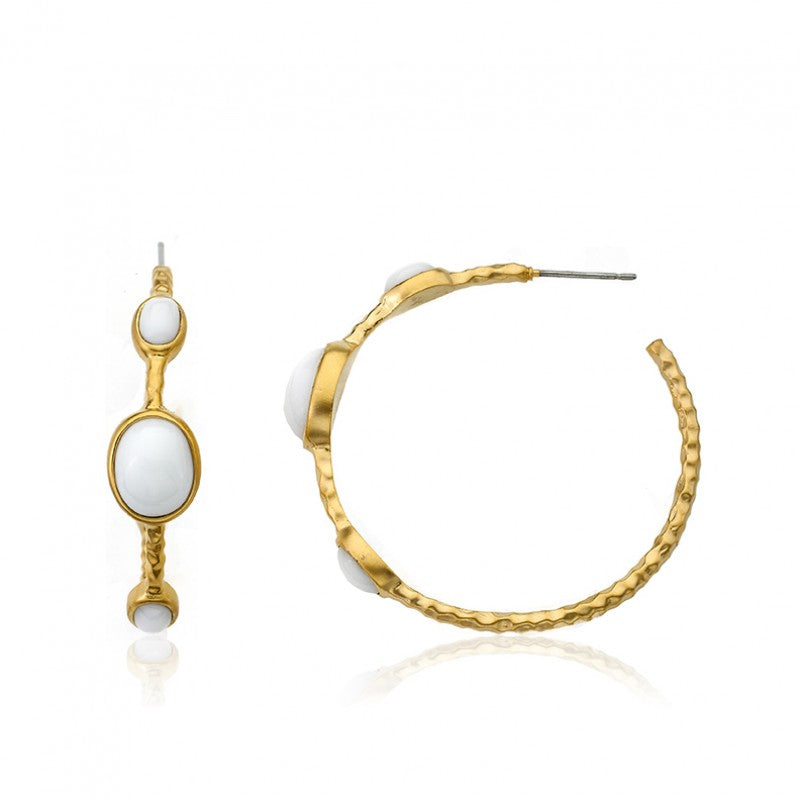 14K Gold Plated ARCTIC MIST Hammered Gold Hoop Earrings