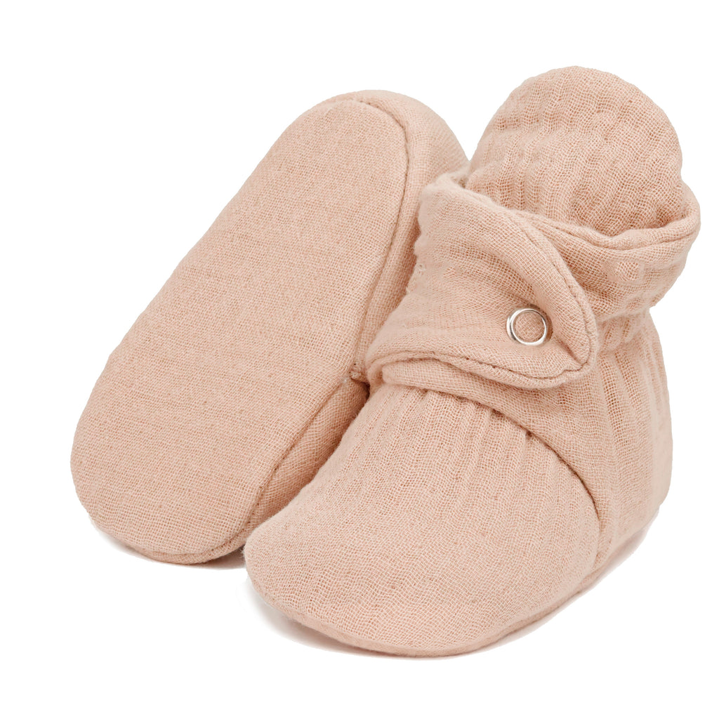 Muslin Stay-On Baby Booties – Beige