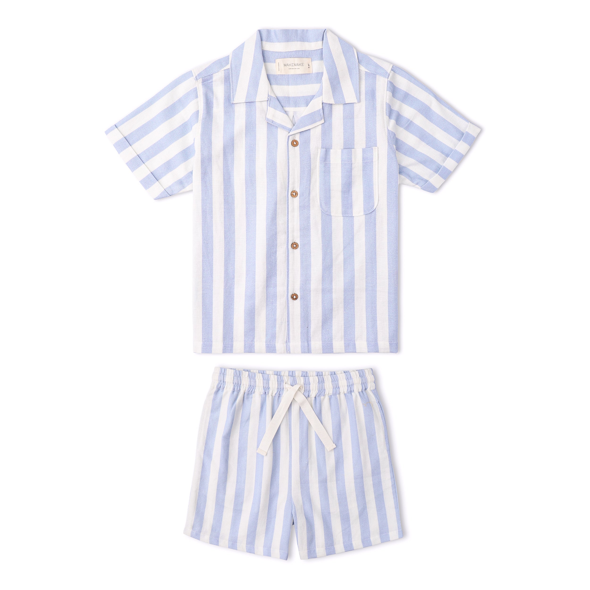 Organic Shirt & Shorts Set - Blue Stripes