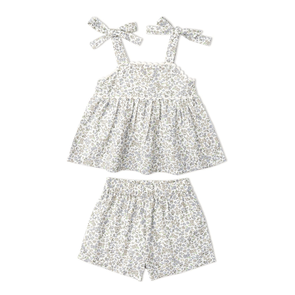 Organic Tie Up Top & Shorts Set - Tulle Floral