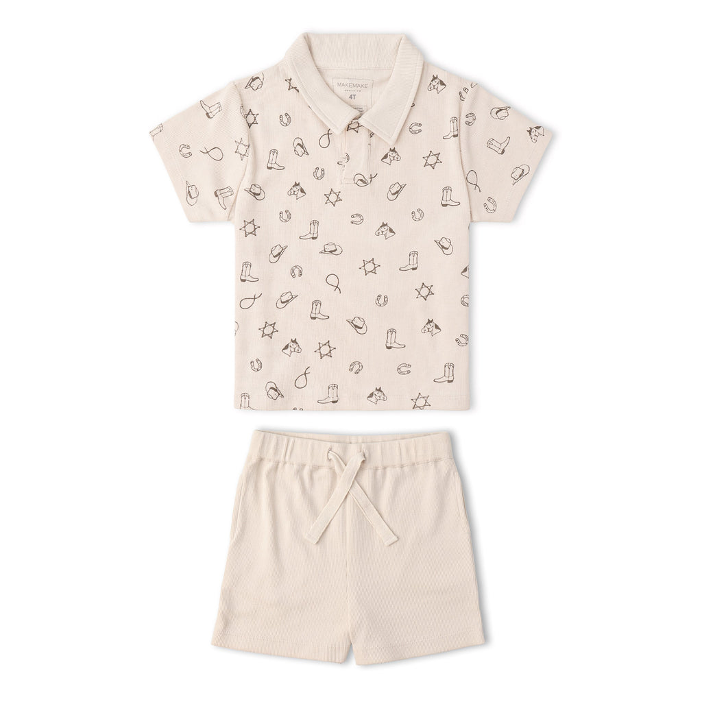 Organic Collar Tee & Shorts Set - Rodeo