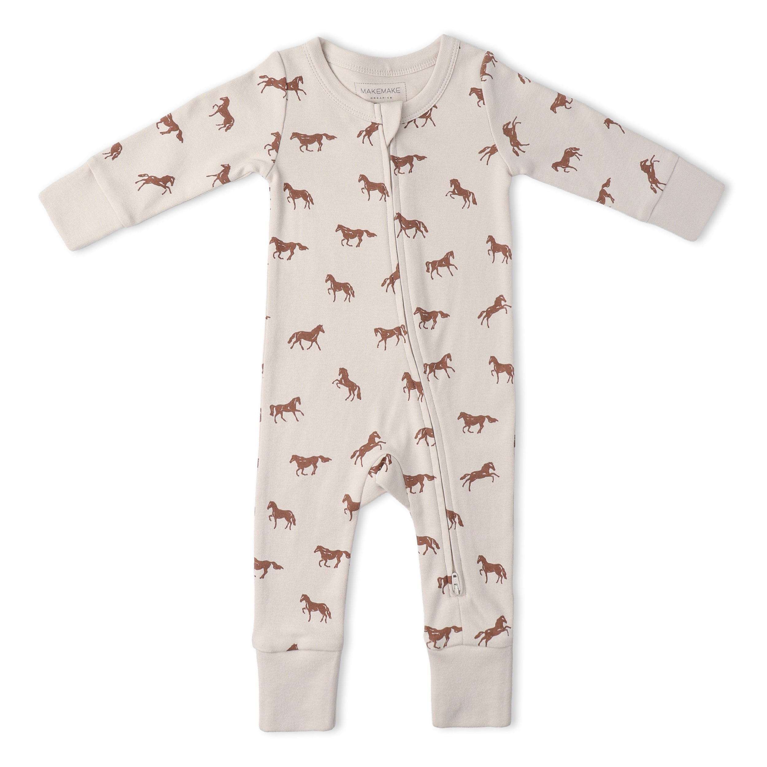 Organic 2-Way Zip Romper - Horses
