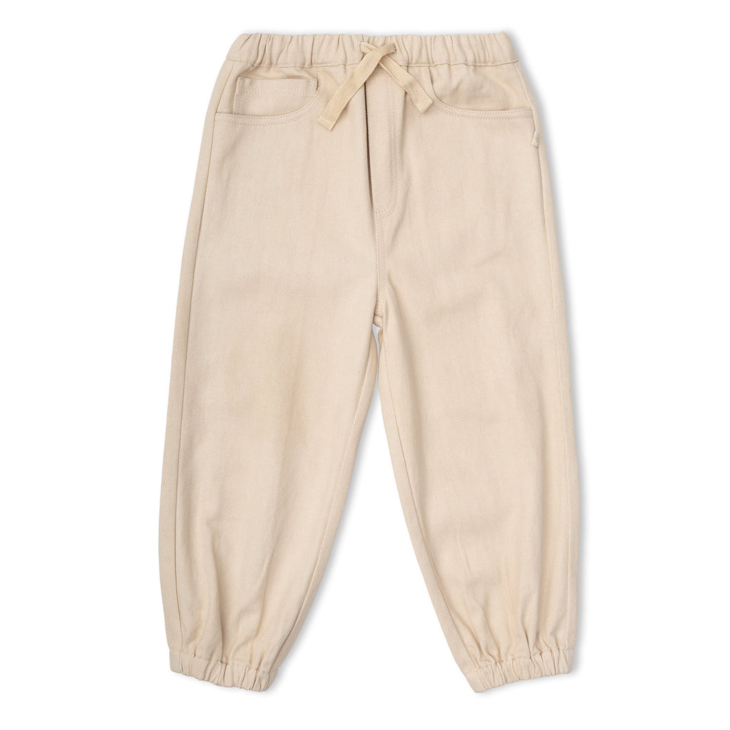 Organic Twill Joggers Pants - Oat