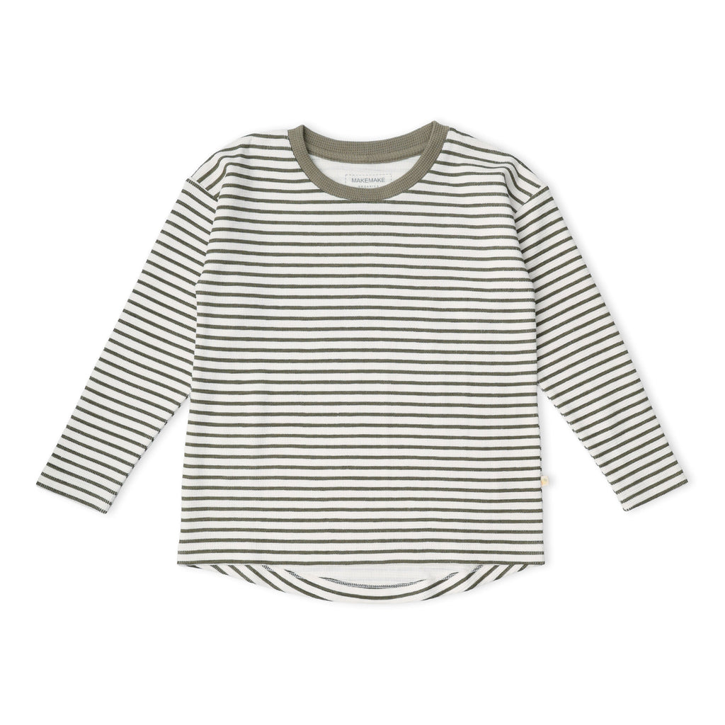 Organic Tee & Foldover Pants Set - Olive Stripes