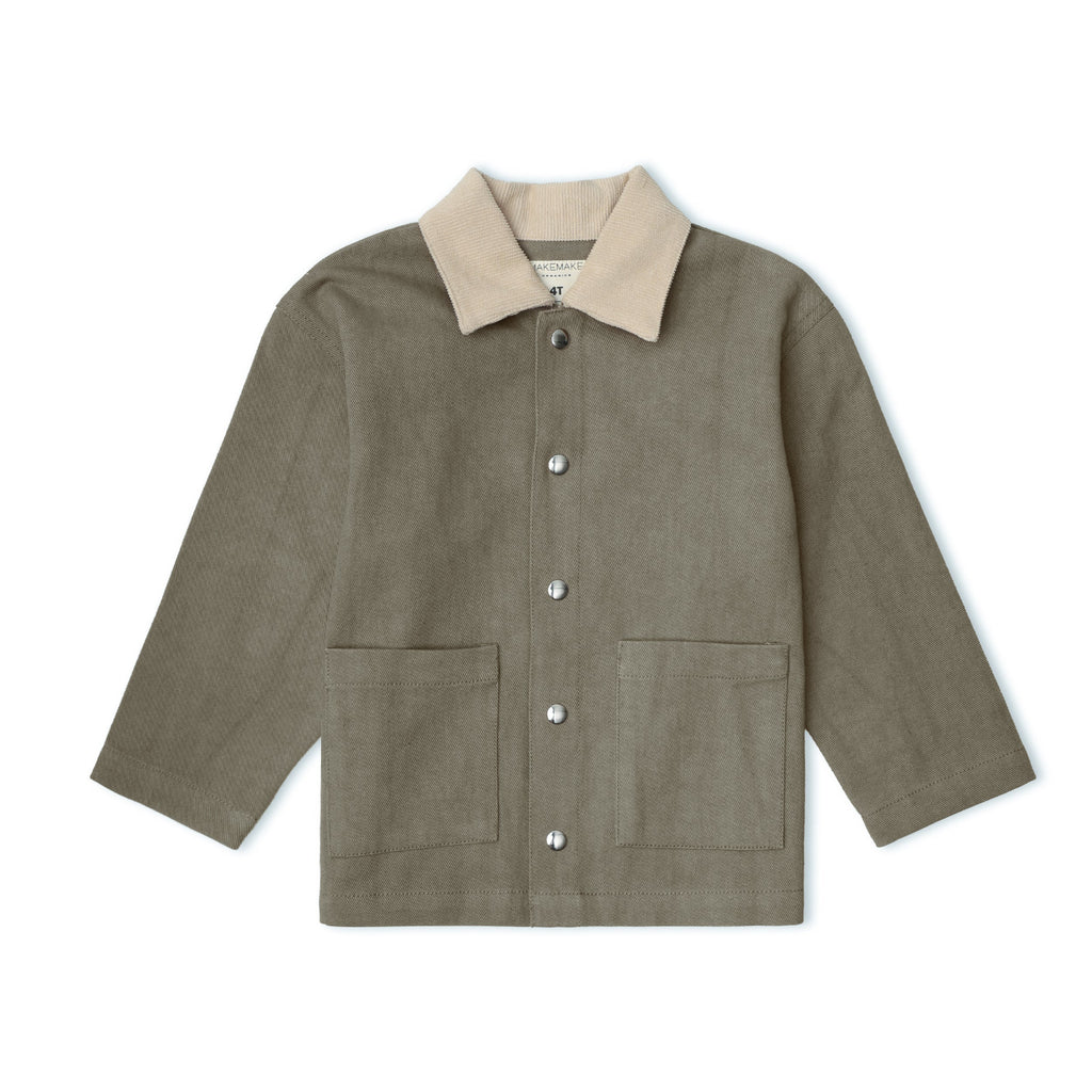 Organic Twill Button Jacket - Olive