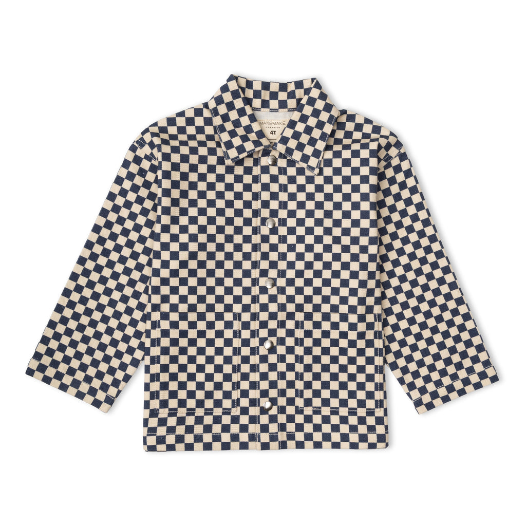 Organic Twill Button Jacket - Midnight Check