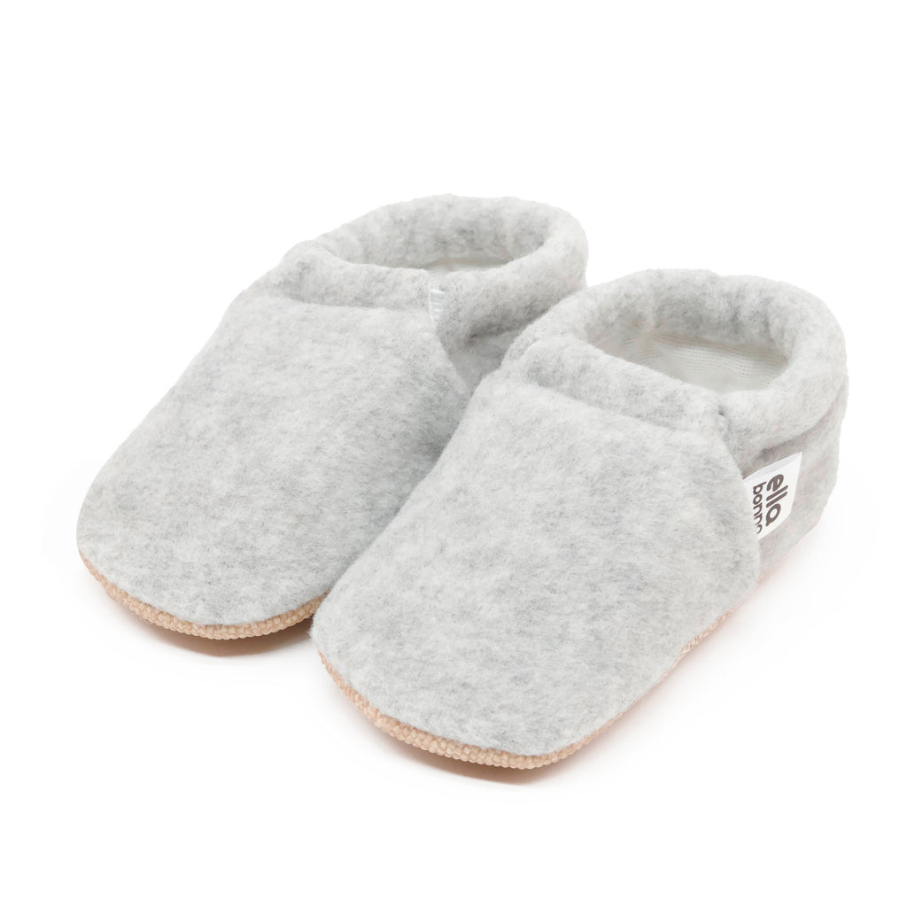 Fleece Soft Sole Baby Moccasins – Gray