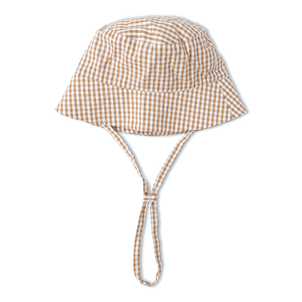Organic Bucket Sun Hat - Caramel Check