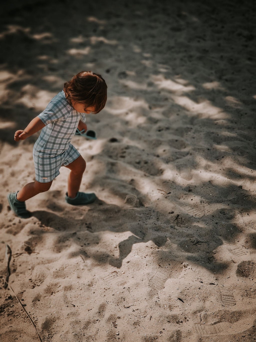 Short Sleeve Rashguard Swimsuit | UPF + Recycled - Fern Plaid