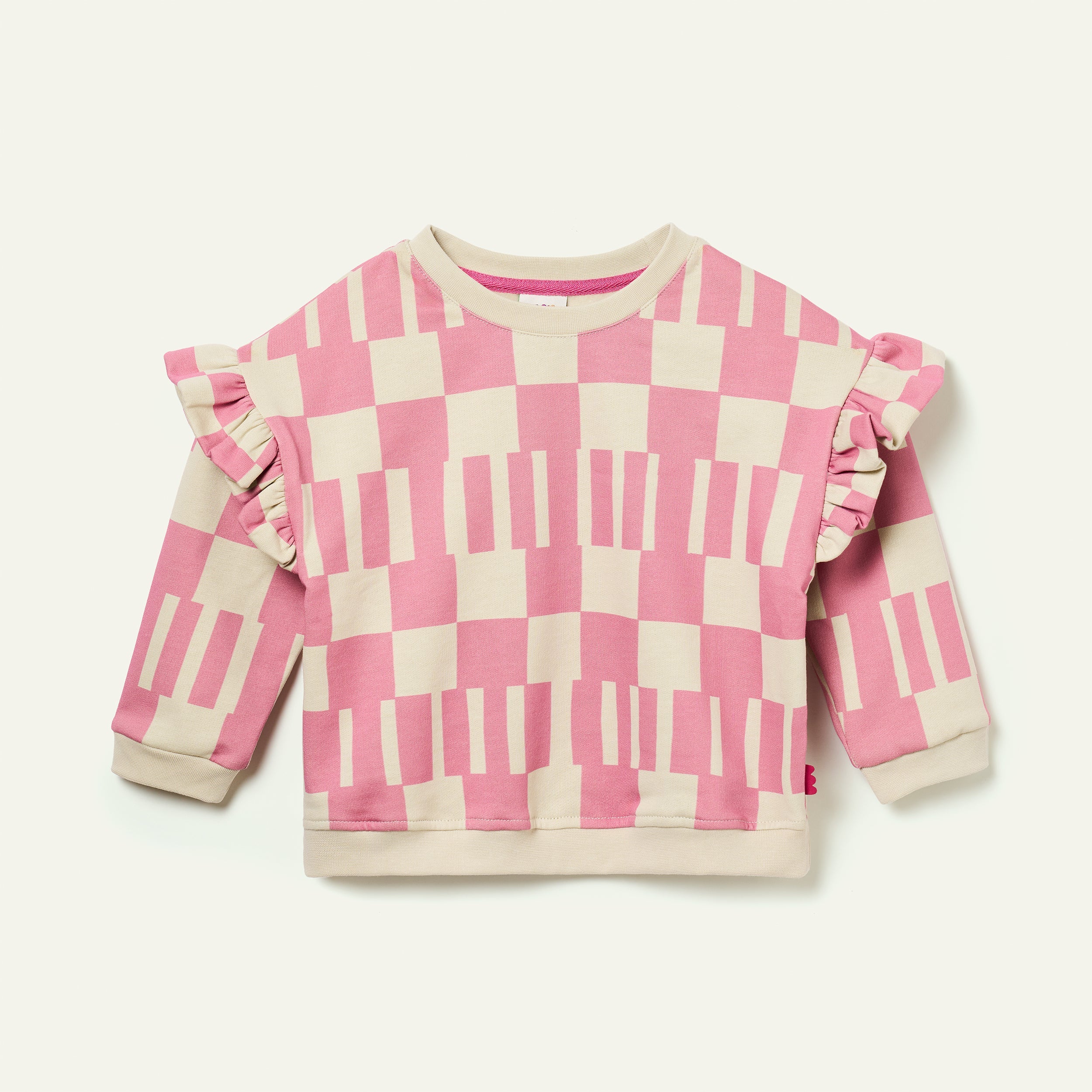Pink Block Ruffled Sweatshirt