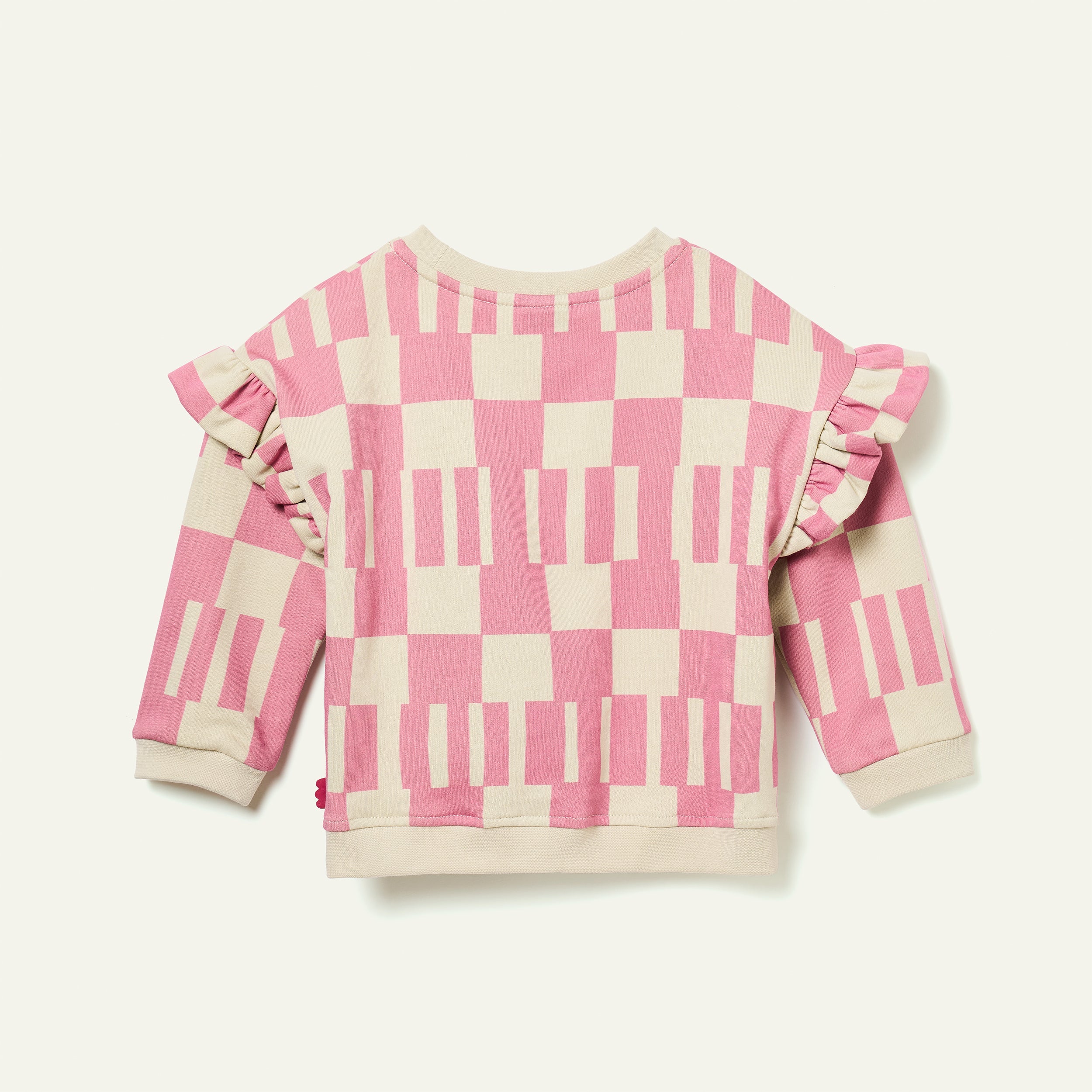 Pink Block Ruffled Sweatshirt
