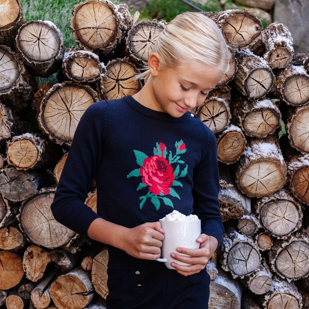 Rose Intarsia Organic Sweater