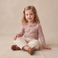 Organic Ruffle Neck Top - Dusty Rose