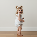 Organic Tie Shoulder Bubble Romper - Blue Vines