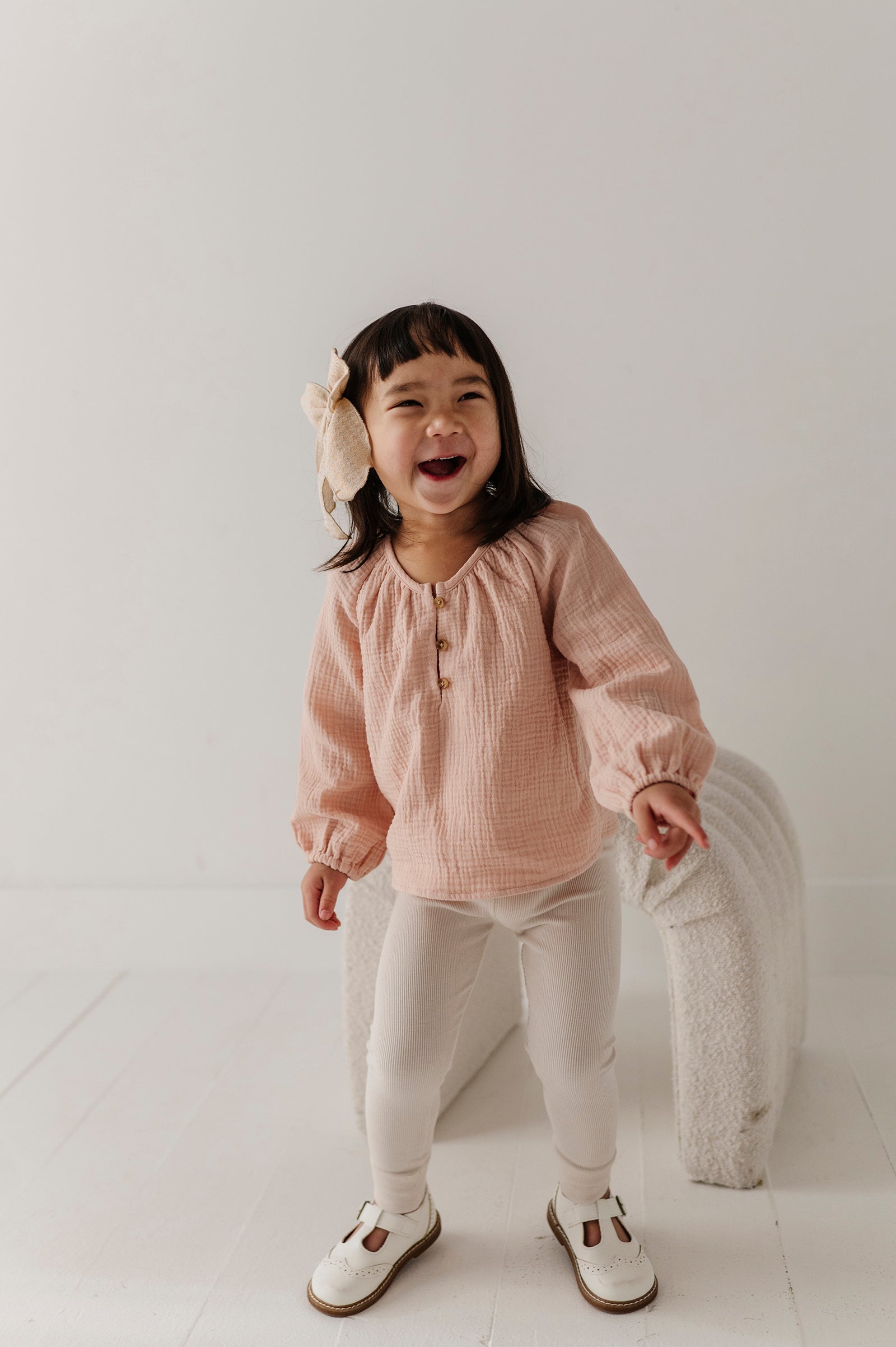 Girls Cotton Gauze Blouse in Blush