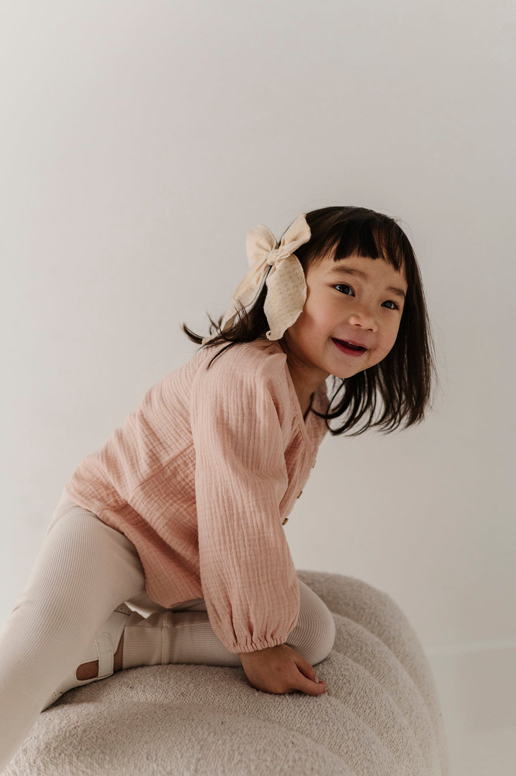 Girls Cotton Gauze Blouse in Blush