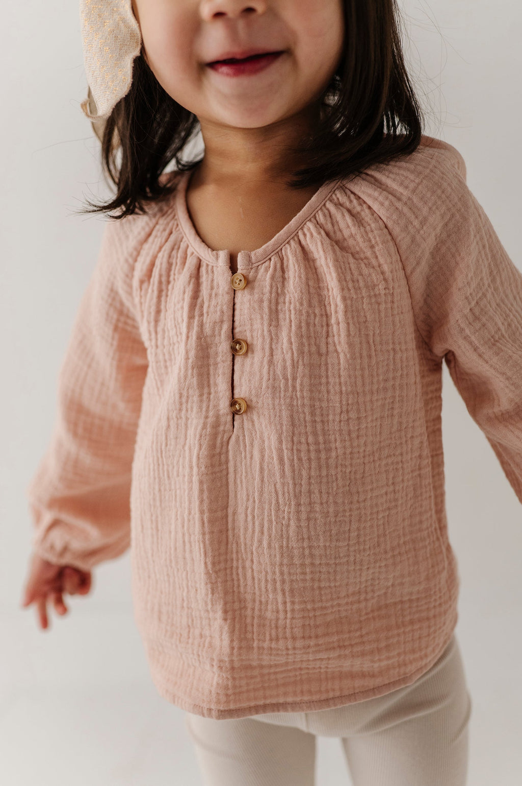 Girls Cotton Gauze Blouse in Blush