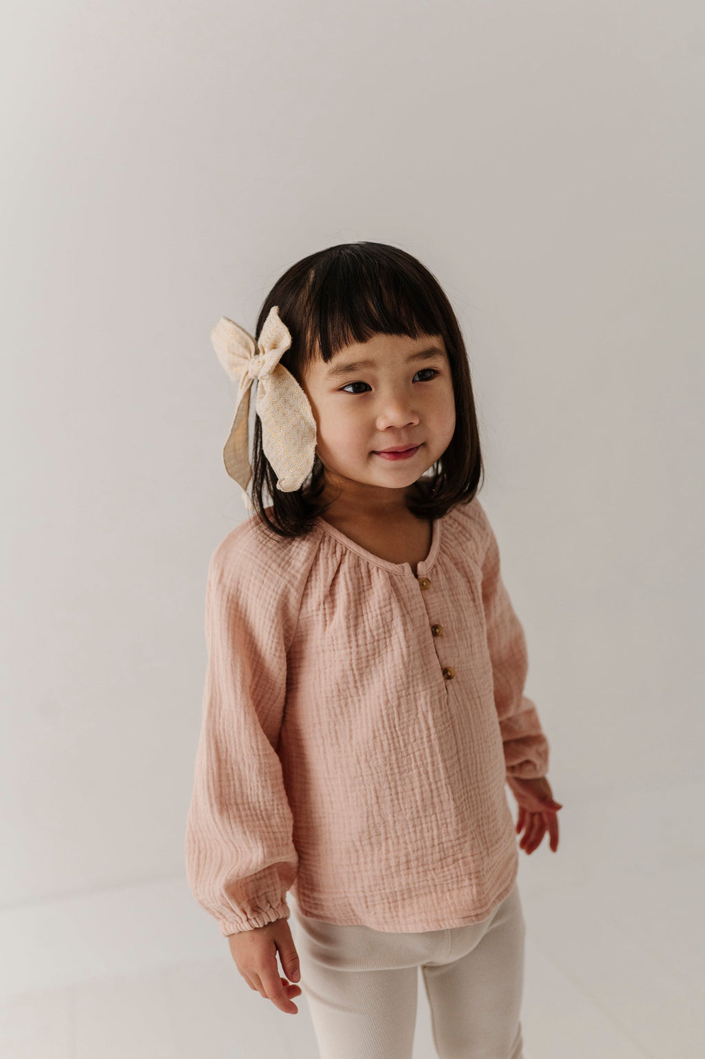 Girls Cotton Gauze Blouse in Blush