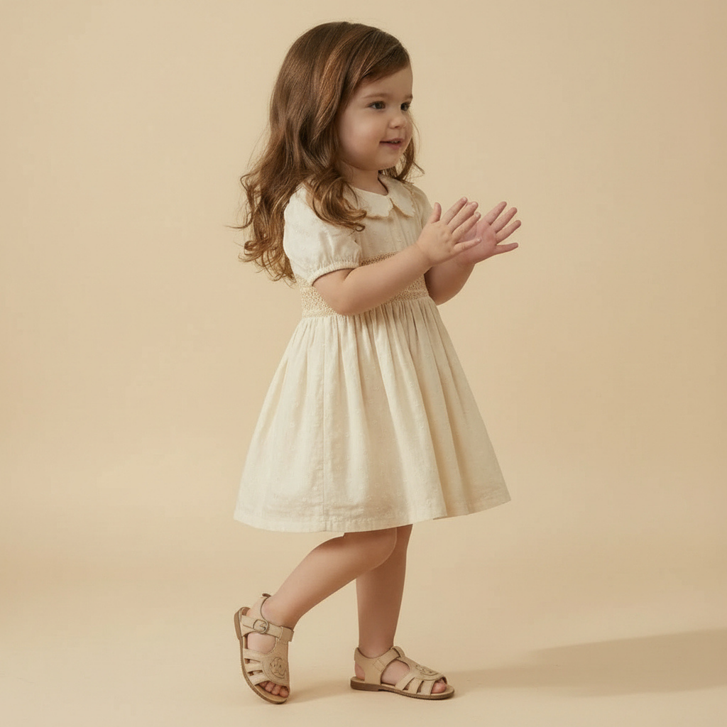 Organic Smocked Collar Dress - Butter Yellow
