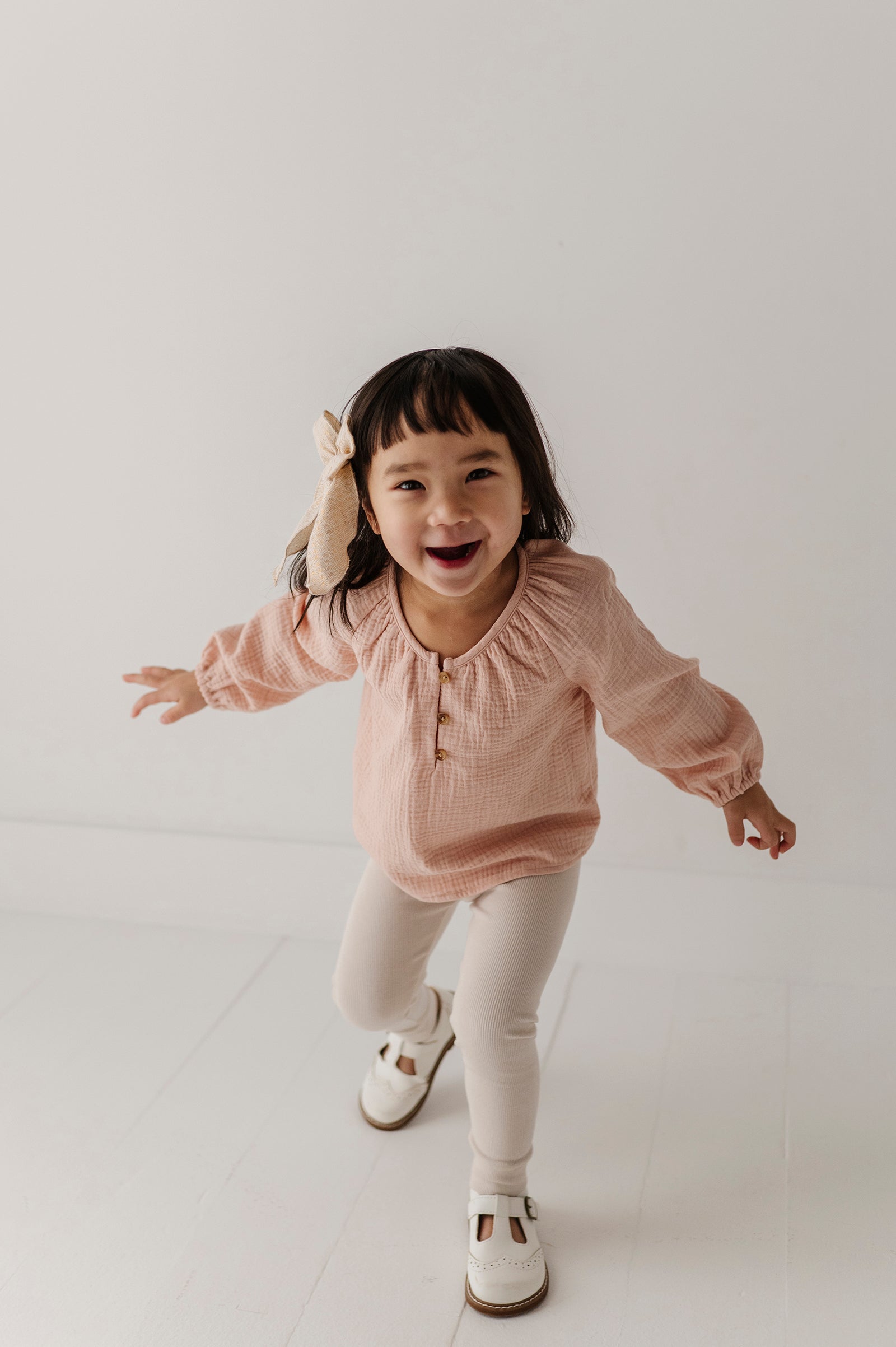 Girls Cotton Gauze Blouse in Blush