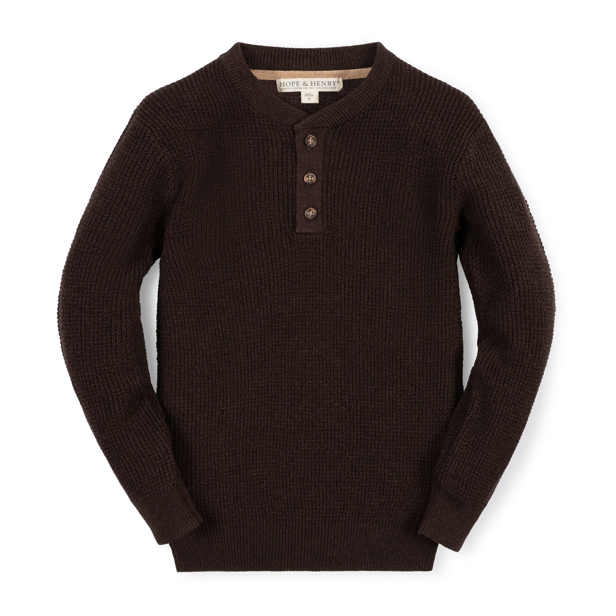 Organic Sweater Henley with Elbow Patches by Hope & Henry