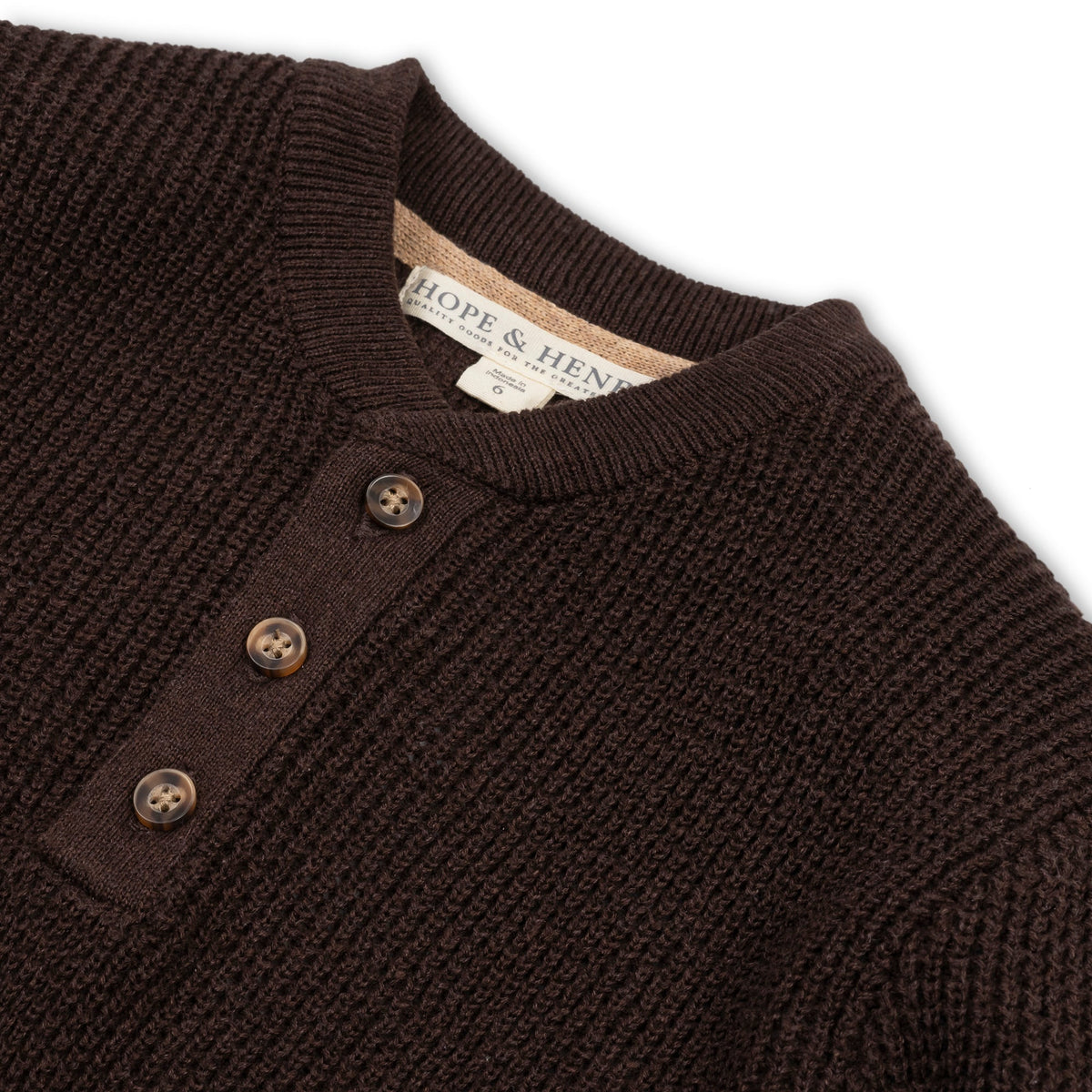 Organic Sweater Henley with Elbow Patches by Hope & Henry, view 2