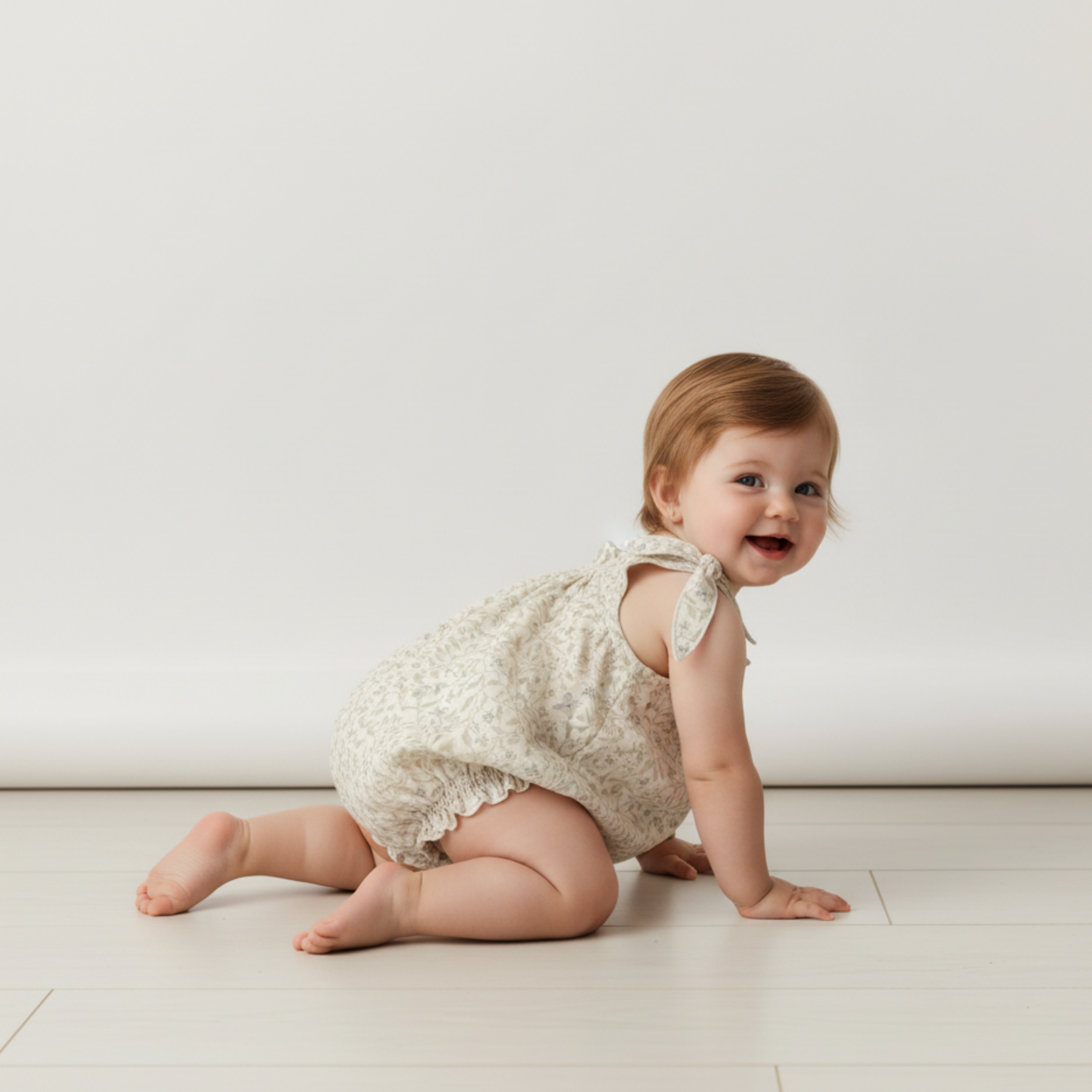 Organic Tie Shoulder Bubble Romper - Bluebelle