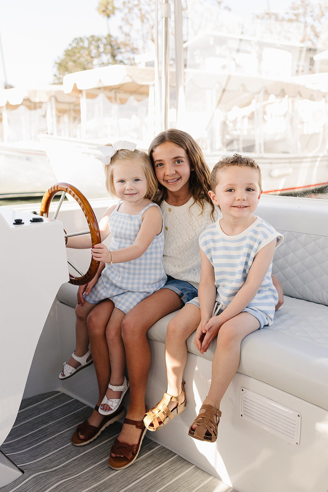 Blue Knit Gingham Dress