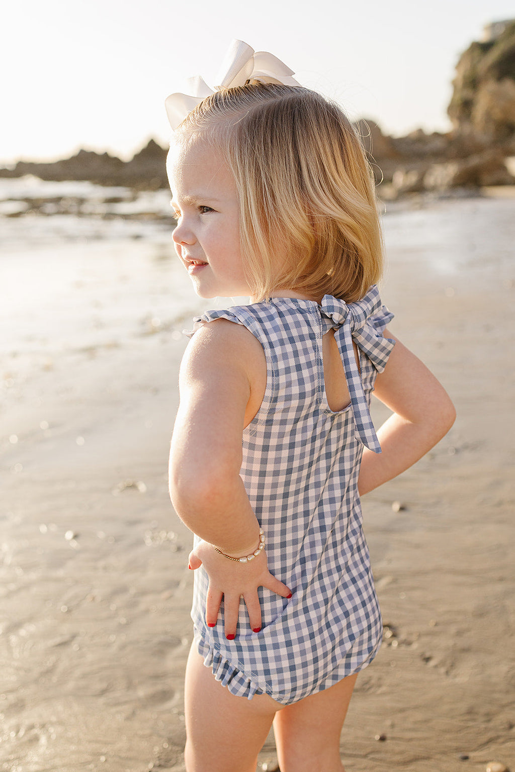 Light Blue Gingham One-Piece