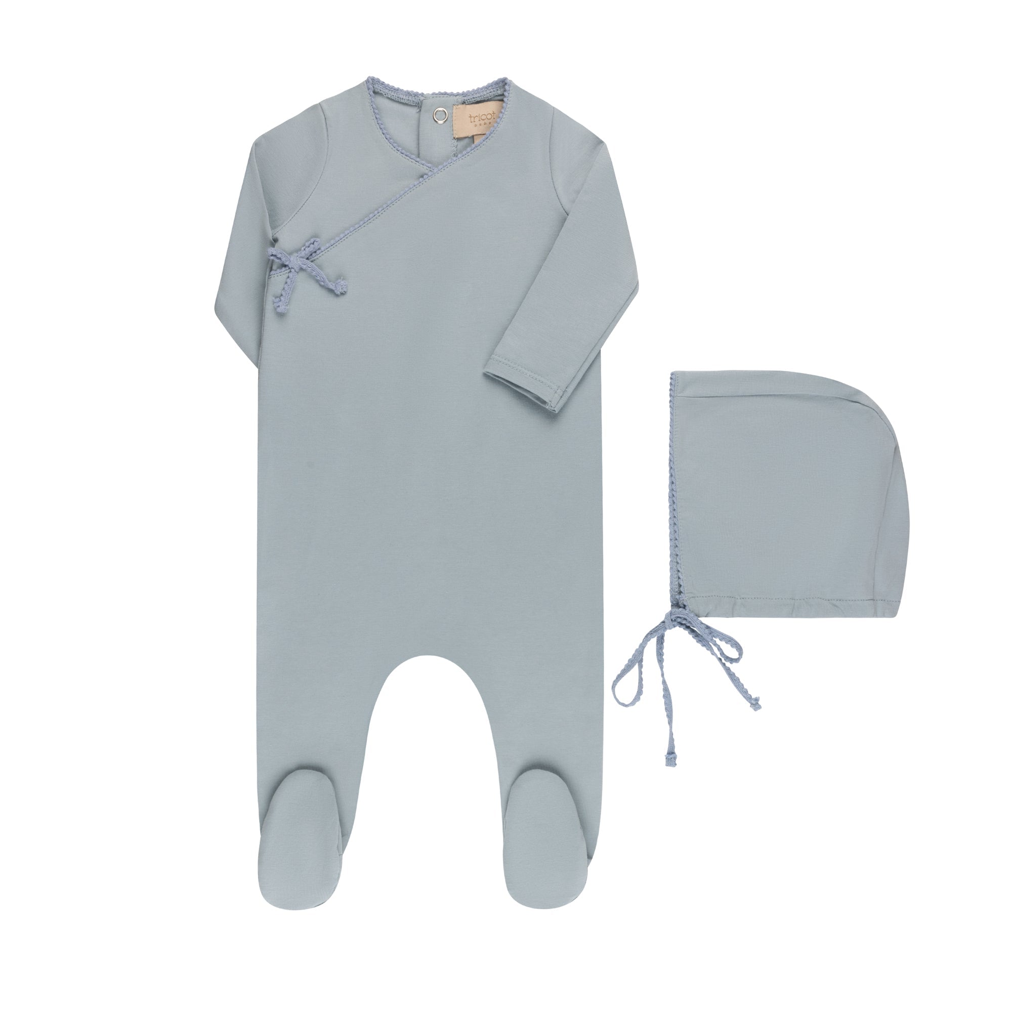 Contrast Color Kimono Footie & Hat