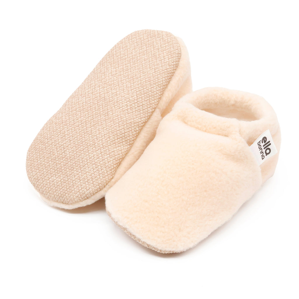 Fleece Soft Sole Baby Moccasins – Beige