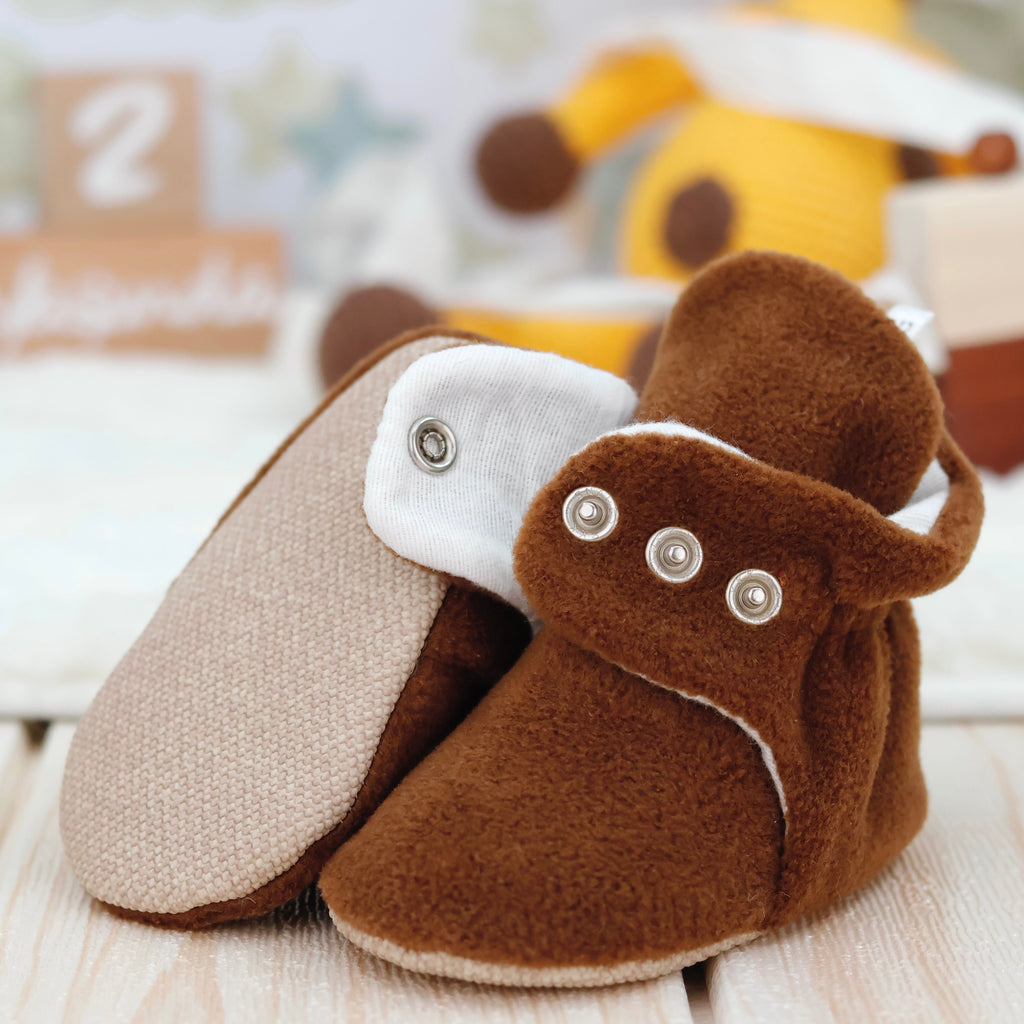 Basic Soft Sole Baby Booties – Tan