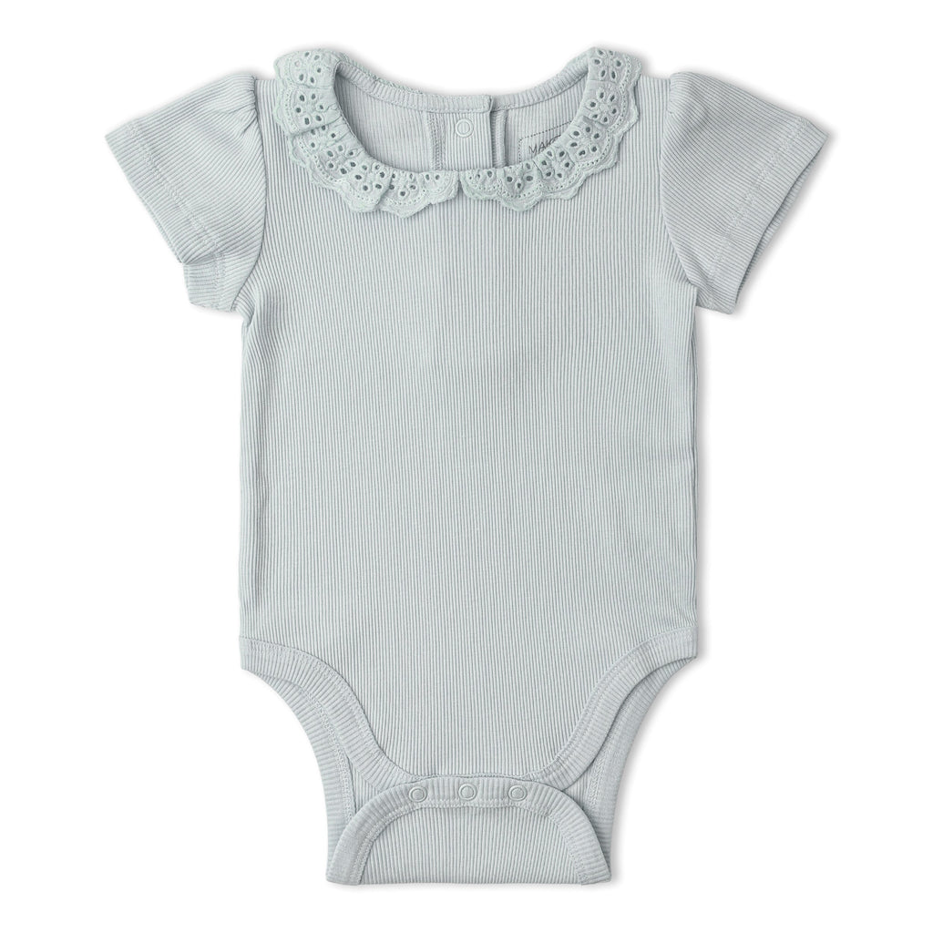 Organic Lace Collar Onesie & Tights Set - Fog