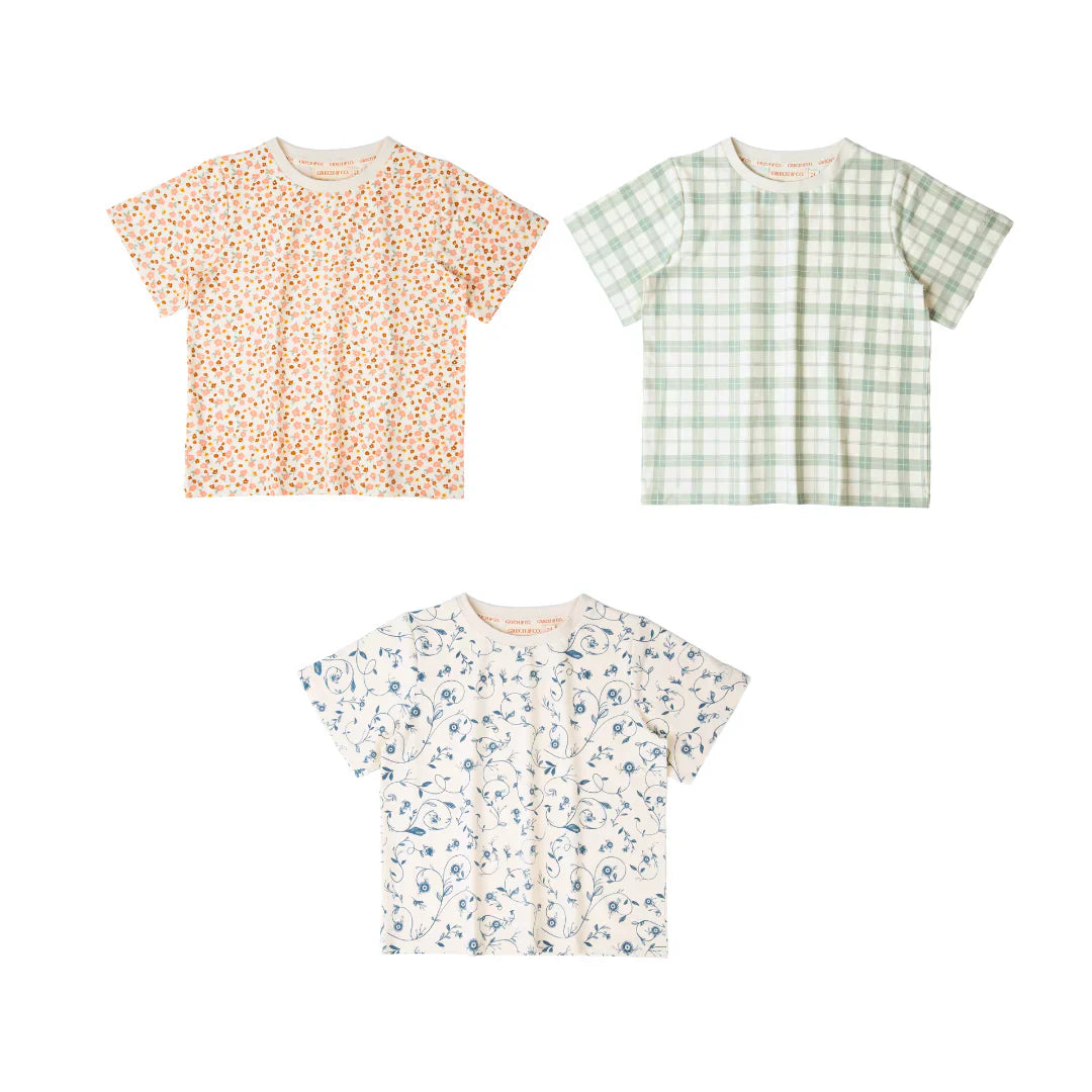Oversized T-Shirt | Organic Cotton Jersey - Fern Plaid