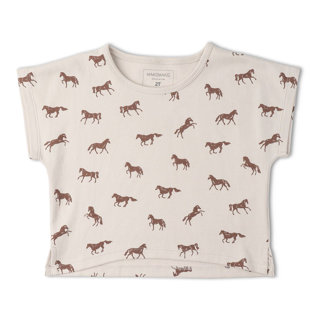 Organic Drop Shoulder Tee & Shorts Set - Horses